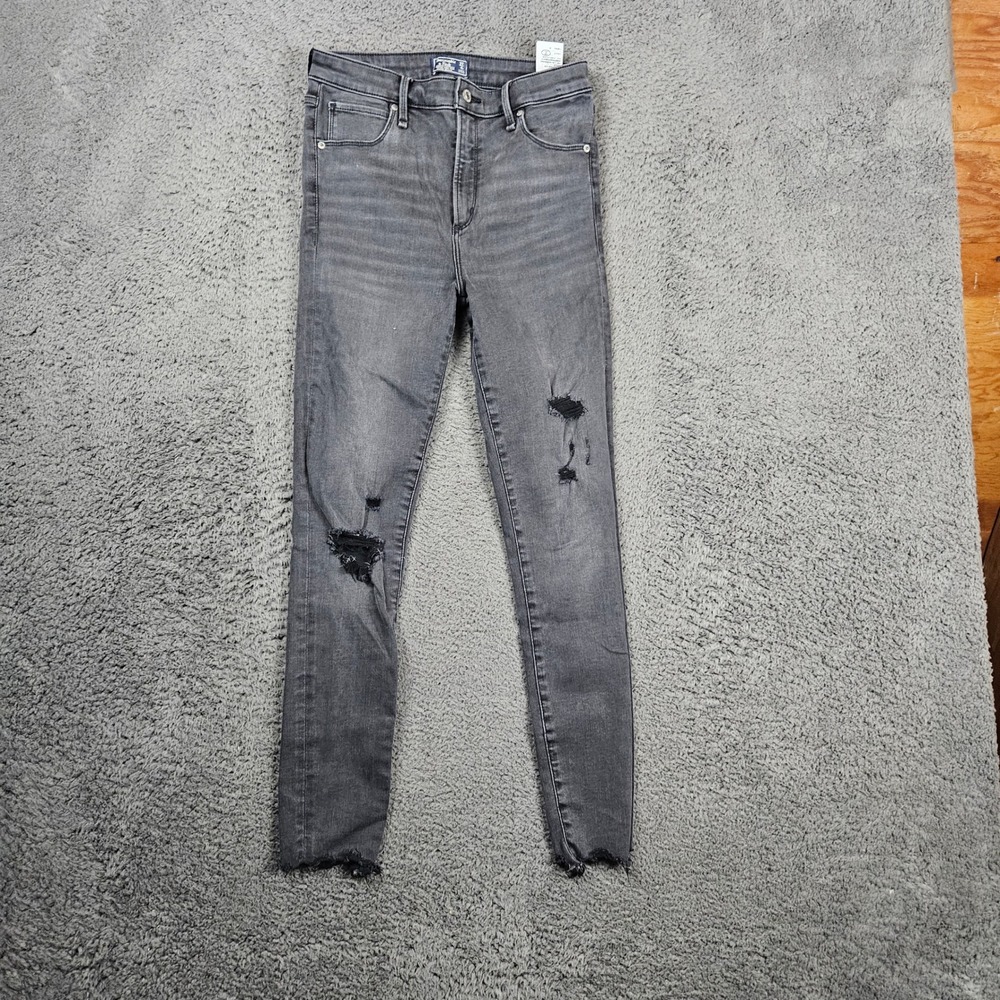 Abercrombie & Fitch 27/4R Simone High Rise Super Skinny Distressed Gray Jeans